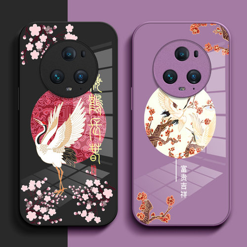 适用荣耀 Magic5pro手机壳PGT-AN10钢化玻璃壳HONOR Mαgic5pro硬壳mag1c5pro奢华magc5Pro保护套高级感