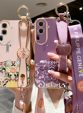 适用PJH110手机壳国风opporeno11保护套Reno11红色reon11女款op0pp0带挂绳oppopjh110可斜挎opop硅胶腕带软壳