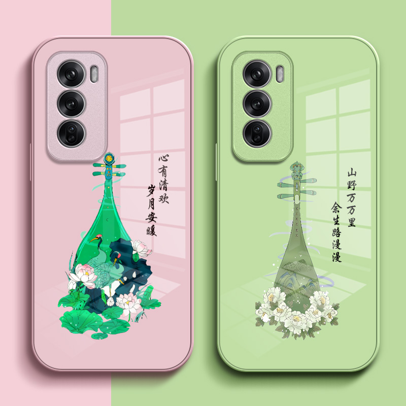 适用oppo Reno12手机壳PJV110保护套rneo12钢化玻璃背板reon12玻璃壳欧珀Ren012中国风PJV11o琵琶roneL2