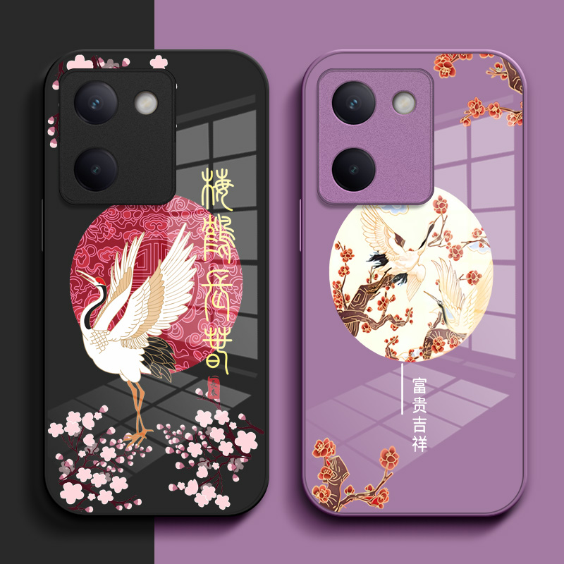 适用vivo Y100手机壳V2313A钢化玻璃壳Voviy100硬壳vivioYl00奢华vovoy100保护套VoY100高级感Vlvoy1o0保护壳