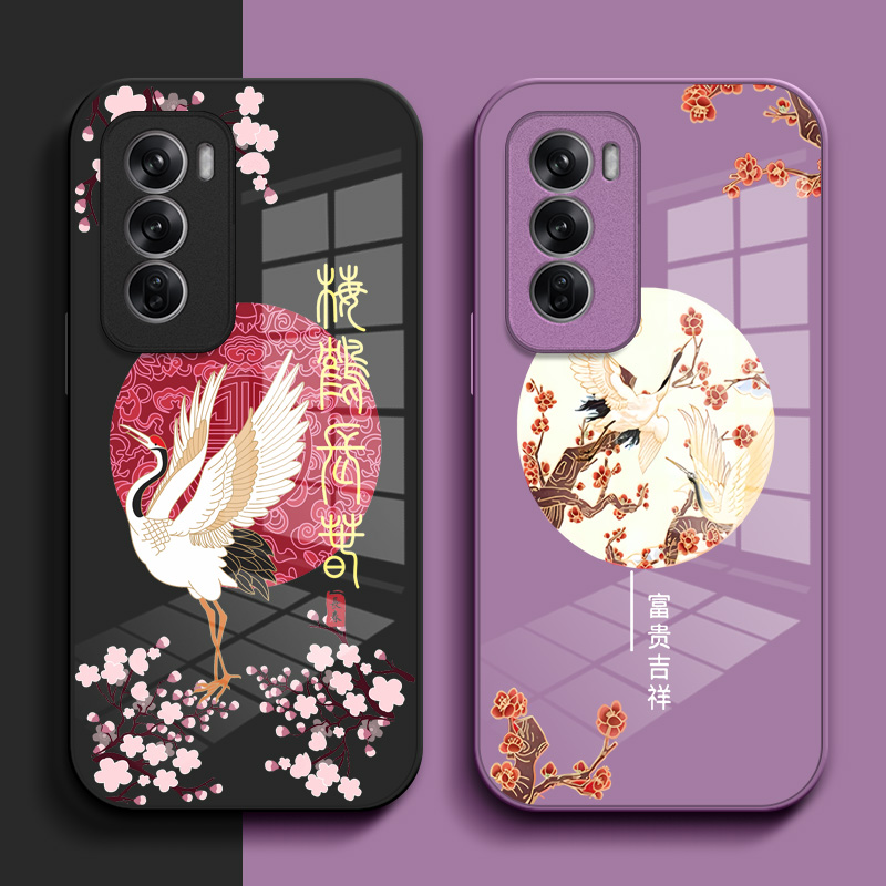 适用oppo Reno12手机壳PJV110钢化玻璃壳Reon12硬壳Ren012奢华Rneo 12保护套rone L2高级感PJVl10保护壳