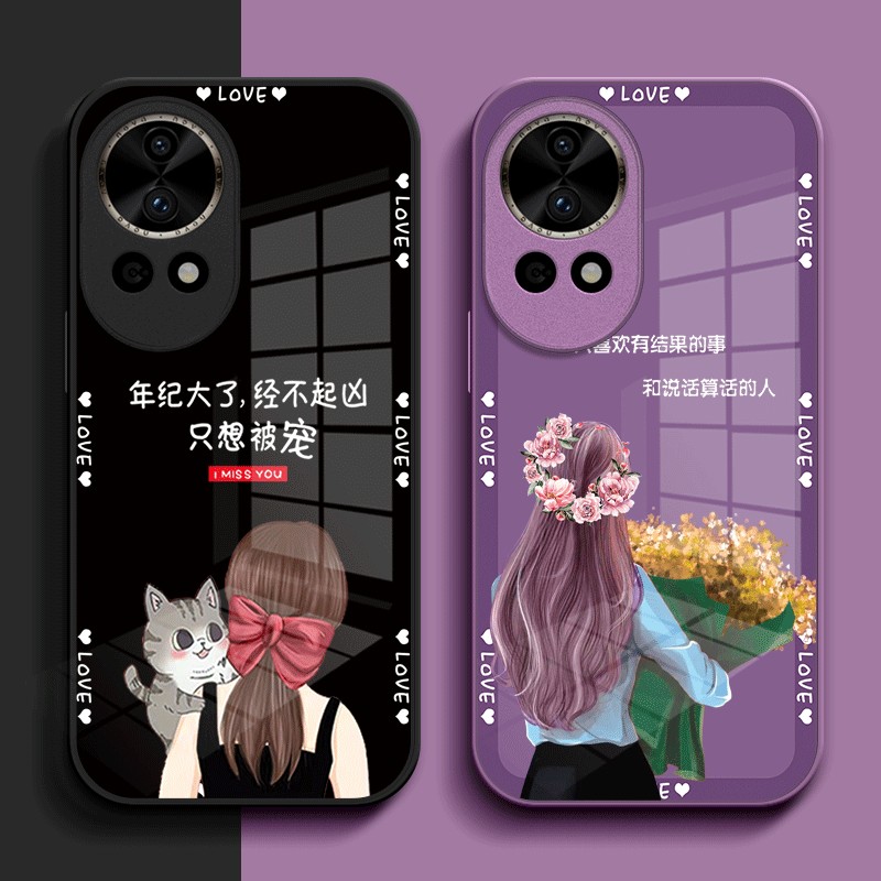 适用华为Nova12手机壳BLK-AL00女款Noval2玻璃壳BLK-AL0o高级化为novα12奢华hwN0va12保护套全包个性网红