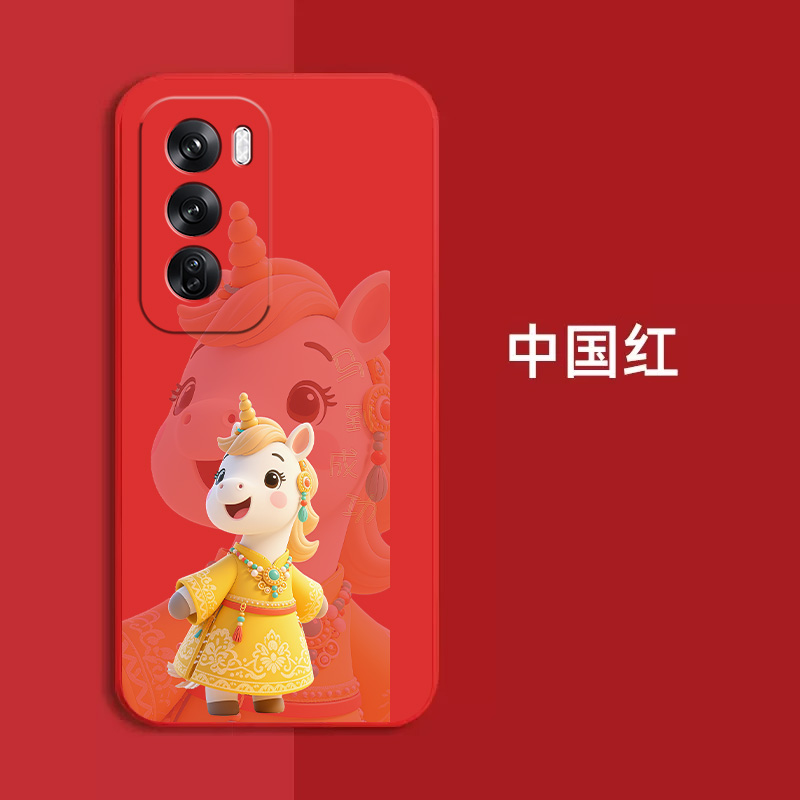 适用oppo Reno12pro手机壳PJW110红色rneo12pr0新款reon12pro保护套PJW11o全包防摔时尚软壳马年马上发财