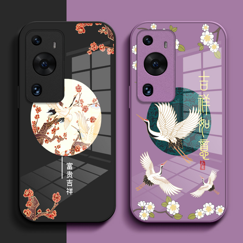 适用华为P60art手机壳MNA-AL00小清新HwP6oart钢化玻璃壳化为p60αrt个性中国风保护套简约玻璃壳