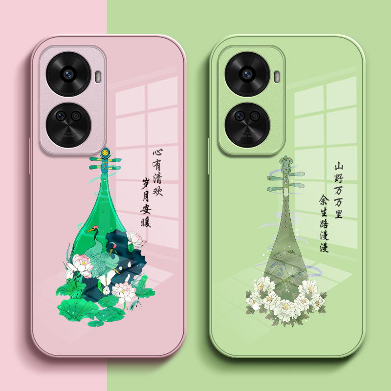 适用华为 Nova11se手机壳BON-AL00保护套化为novα11se钢化玻璃背板BON-AL0o玻璃壳 nova1lse中国风琵琶