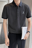 夏季男士商务休闲条纹Polo衫帅气百搭时尚短袖t恤C203A-8806-P58，男装T恤，电商C208A