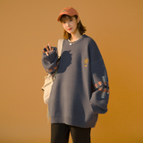 毛衣女外穿春秋季宽松复古美式字母印花慵懒风针织上衣5100，男装针织衫/毛衣，电商C208A