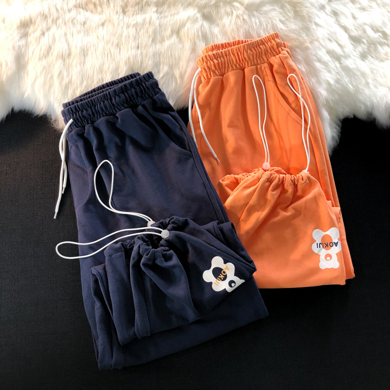 小熊运动裤男春秋大码宽松束脚九分卫裤韩版潮流港风休闲裤子6646,男装休闲裤,电商C208A