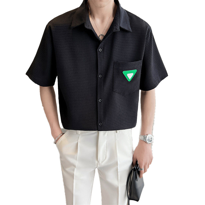 夏季新款男士短袖衬衫2022帅气百搭潮流绿色上衣C203A-8819-P58,男装T恤,电商C208A