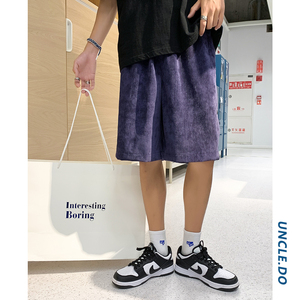 灯芯绒裤子男夏季5分短裤港风宽松运动裤潮牌潮流ins百搭6009图片