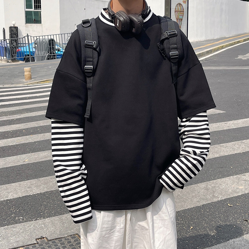 假两件卫衣男连帽春秋季2025新款宽松上衣服韩版潮流ins百搭3006,男装卫衣,电商C208A