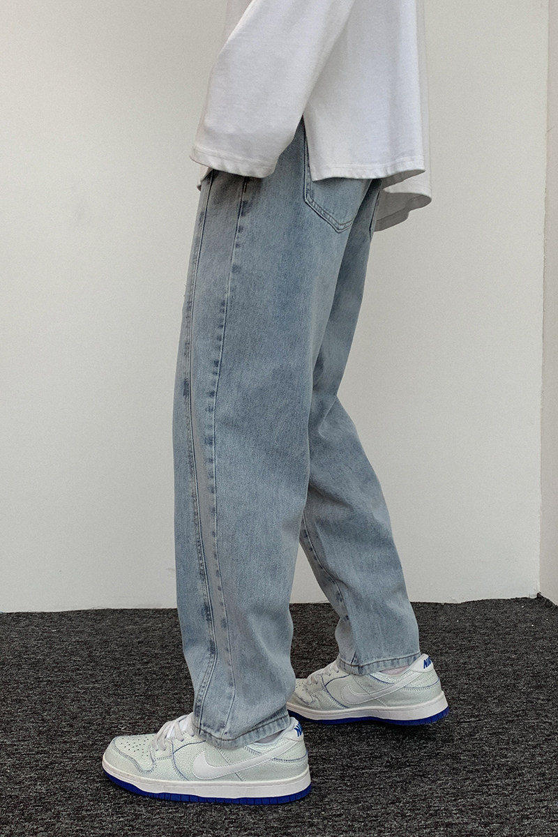 牛仔裤男2025年新款潮牌宽松直筒配腰带休闲阔腿裤裤子6662,男装牛仔裤,电商C208A
