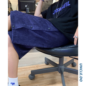 灯芯绒裤子男夏季5分短裤港风宽松运动裤潮牌潮流ins百搭6009