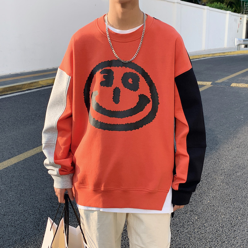 卫衣男无帽春秋季宽松百搭上衣服2025新款圆领潮流长袖t恤3001,男装T恤,电商C208A