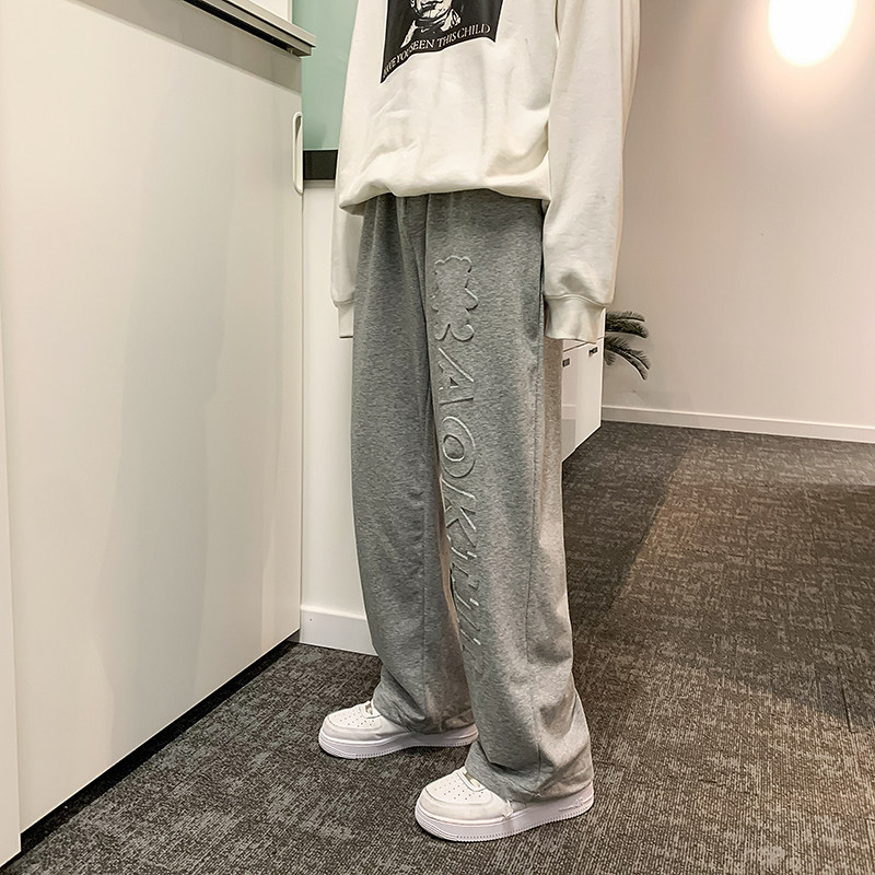 凹凸压花运动裤男春秋季宽松束脚大码卫裤潮流高街篮球裤子6652,男装休闲裤,电商C208A