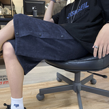 灯芯绒裤子男夏季5分短裤港风宽松运动裤潮牌潮流ins百搭6009，男装牛仔裤，电商C208A