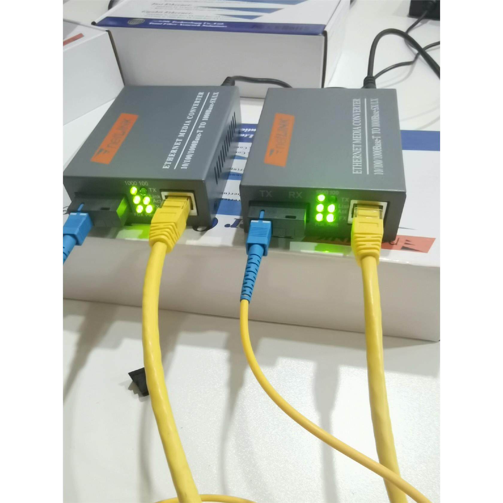 全新包邮 netlink千兆光纤收发器单模单纤一光一电一对装