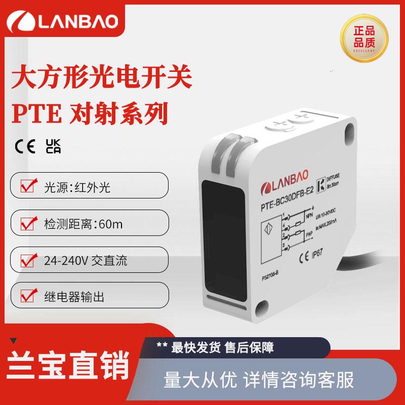 兰宝PTE-TM60SK对射光电传感器方形AC/DC5线60m不可调 成型电缆