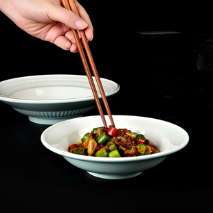 北欧风时尚 金边陶瓷圆汤盘网红餐厅创意凹造型圆深盘冷菜热菜摆盘