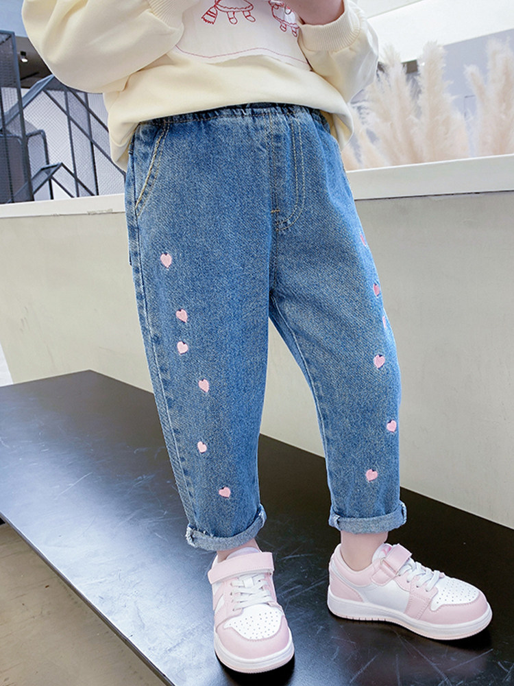 중소형 아동청바지 봄가을 아우터 여아 패셔너블한 아동스타일 한국형 봄바지 트렌디