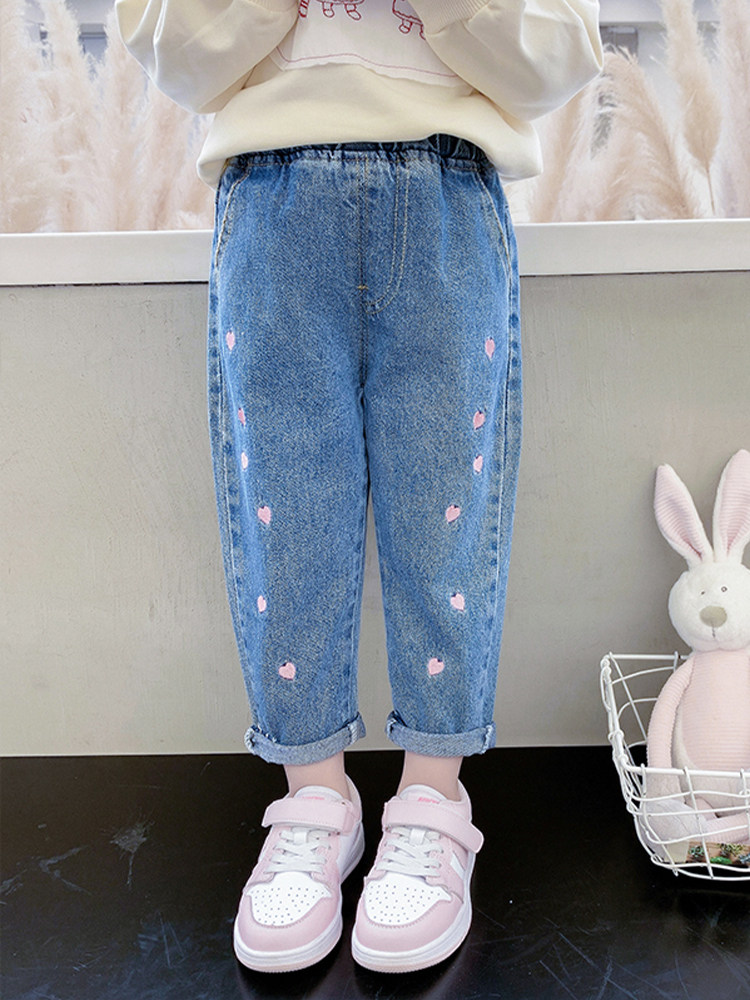 중소형 아동청바지 봄가을 아우터 여아 패셔너블한 아동스타일 한국형 봄바지 트렌디