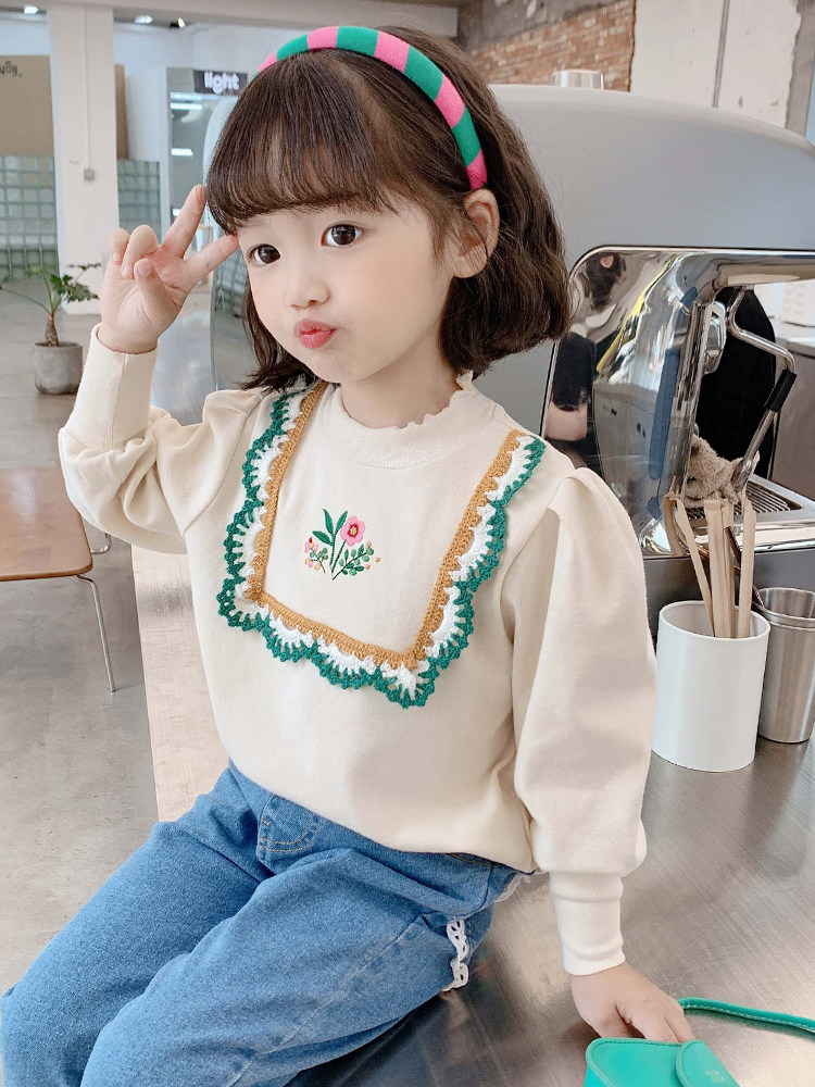 소녀 1 아동 운동복 봄 가을 2024 새로운 어린이 가을 레이스 유행 어린 소녀 소녀 가을 탑