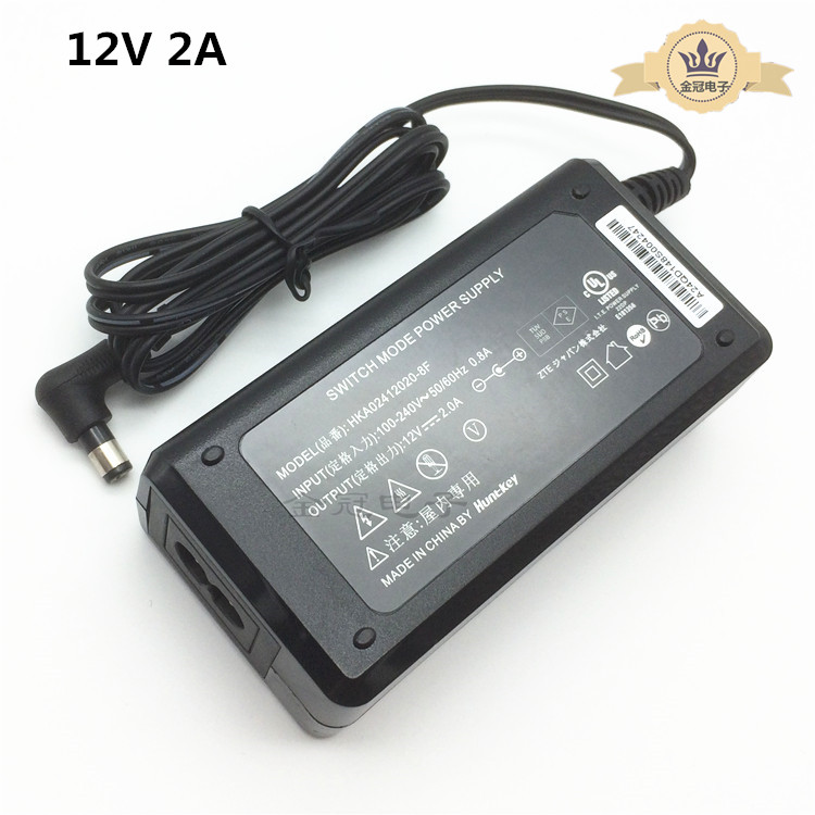 12V2AHuntkey航嘉HKA02412020-8F 12V2A 2.1mmDC头电源监控适配器