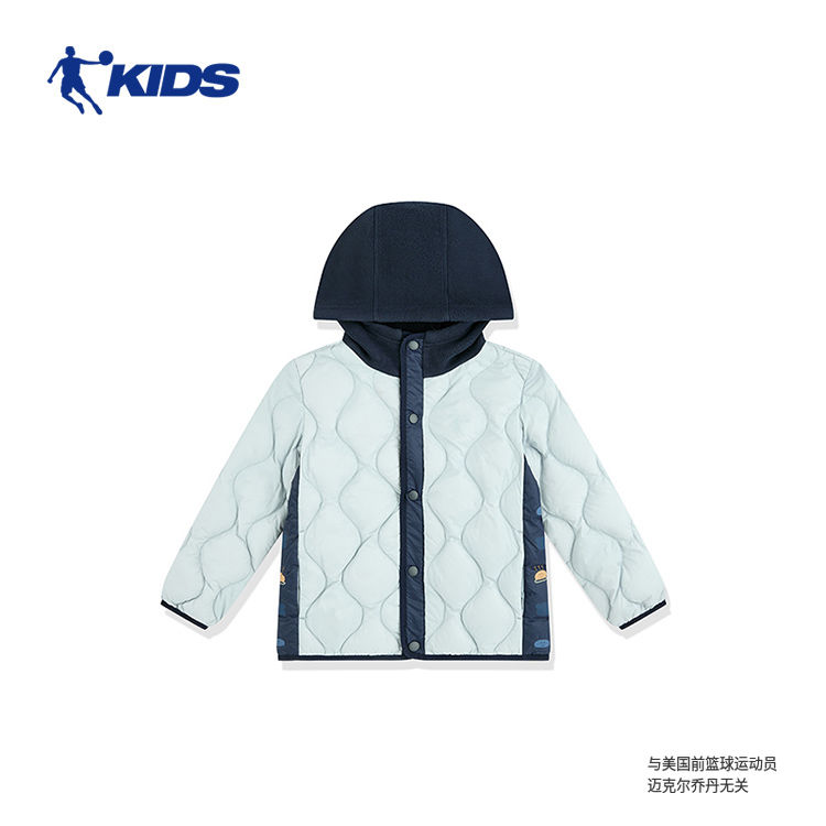 乔丹儿童羽绒服2024秋冬新款连帽运动小童男童梭织轻薄羽绒外套男