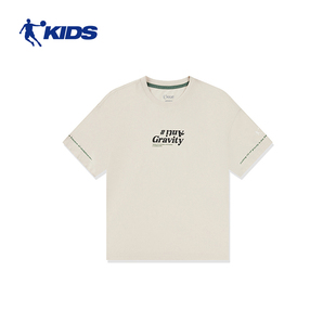 中国乔丹儿童男童短袖T恤大童夏装2024夏季新款速干运动上衣童装