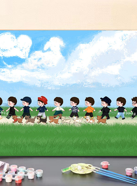 十个勤天数字油画手工填充绘画填色diy高级感来图定制治愈系外框