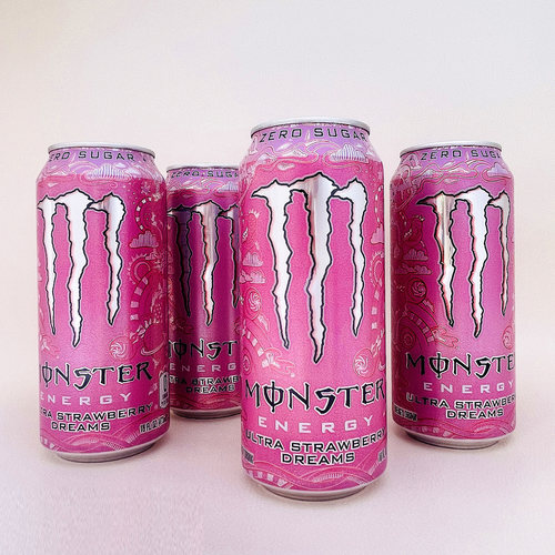 美版Monster魔爪473mlx4罐草莓无糖运动功能维生素饮料 美国进口