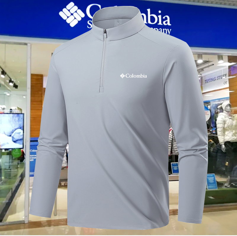 哥伦折扣长袖卫衣男士春秋季运动休闲吸湿透气保暖立领半拉链卫衣