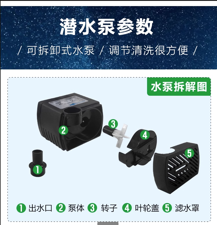 鱼缸抽水泵喷泉雾化器带彩灯喷雾水景鱼池假山流水摆件加湿器配件