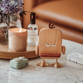 原上城大脸鸭实用手机支架办公室桌面创意个性 实木摆件日常礼品