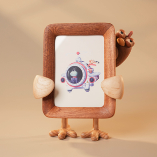 原创设计实木5寸相框摆台宝宝周岁照片手足印纪念高级感创意礼物