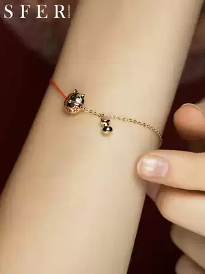 Zhaojin cat this year transfer fine red rope hand female plating 18K gold Japanese simple diy hand-woven couple