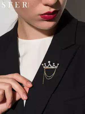 Crown brooch ins tide high-end atmosphere personality retro temperament suit corsage to send girlfriends birthday gifts