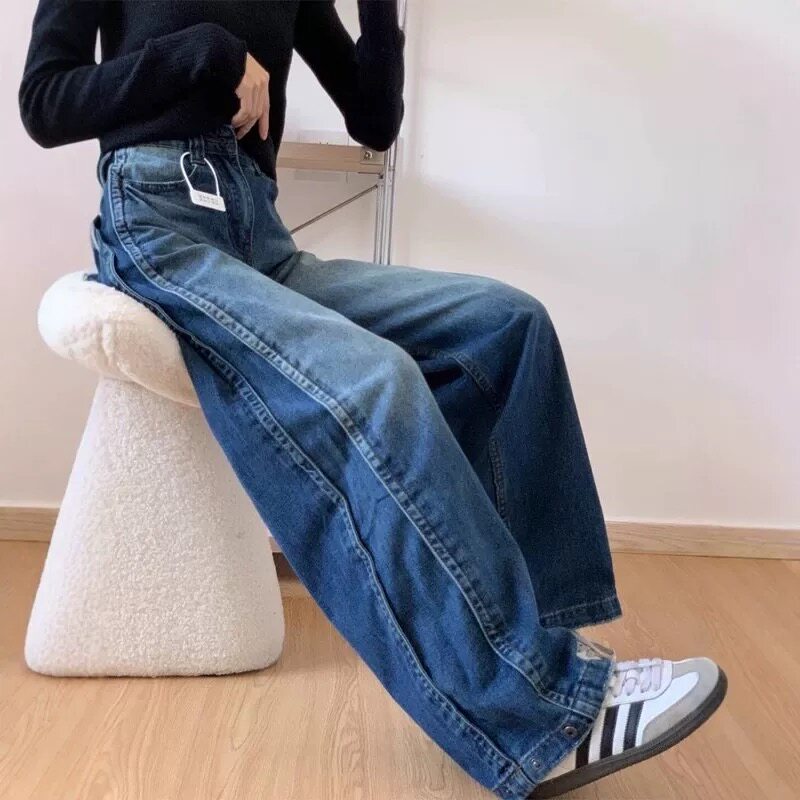 美式复古水洗阔腿牛仔裤女2026春夏新款直筒宽松显瘦拖地休闲裤子