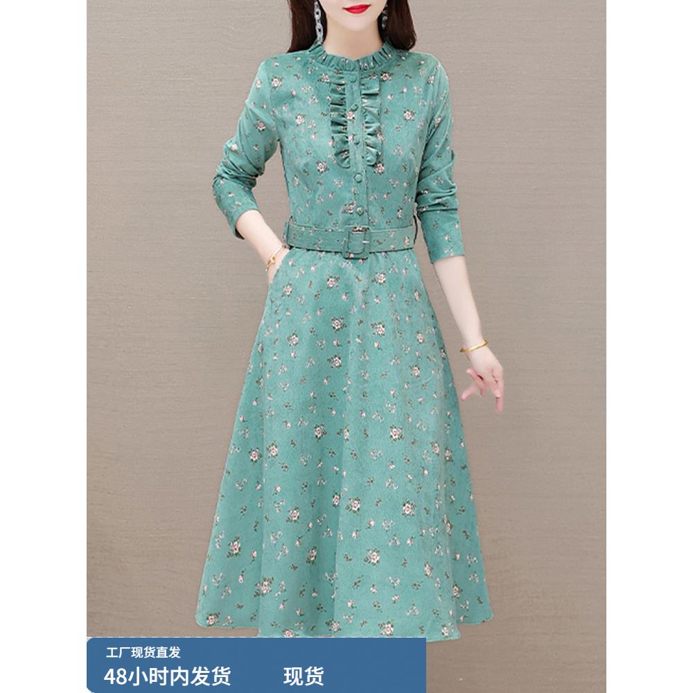 长袖连衣裙女士2025新款春秋冬季高档品牌中老年妈妈端庄大气裙子