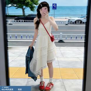 韩系巨好看的白色连衣裙女2026新款夏季吊带裙海边度风a字长裙子