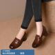百搭粗跟金属皮带扣一脚蹬单鞋 女2025新款 复古方头软皮乐福鞋 法式