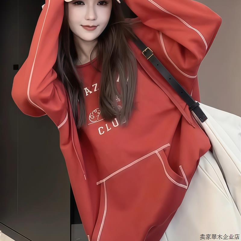 秋季巨好看长袖连帽卫衣女款2025新款爆款时尚洋气宽松慵懒风上衣