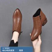 尖头平底短靴女软皮马丁靴切尔西靴秋冬舒适软底女鞋 2022新款 秋季