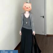 2026新款 连衣裙子女早春季 气质穿搭一整套 高级感灰色针织套装 法式