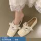 芭蕾软底方头玛丽珍鞋 女2025新款 小众设计感蕾丝平底单鞋 羊皮版