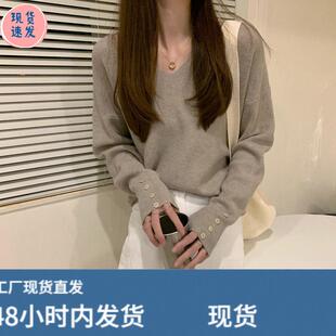 别致春秋低领韩版宽松毛衣慵懒风显瘦春秋季长袖内搭打底针织衫女