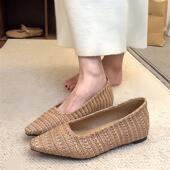 气质编织一脚蹬晚晚鞋 羊皮版 女2025新款 尖头内增高浅口单鞋 法式