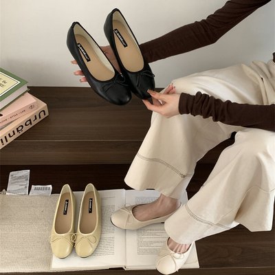 +B JIABAO加宝2025新款软底芭蕾舞鞋瓢鞋韩国chic圆头蝴蝶结