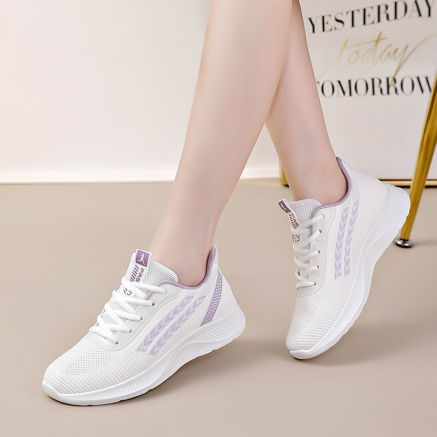 飞织鞋2025秋秋潮运动休闲跑步健身轻便舒适鞋跳舞平底软底鞋女鞋