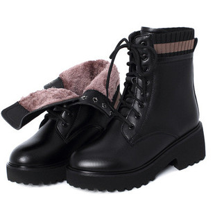 厚底马丁靴女冬季加绒加厚羊毛女靴软皮棉鞋短靴春秋女鞋舒服新款